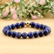 Lapis & metal Beads bracelet, Adjustable bracelet for women, Brass handmade jewelry